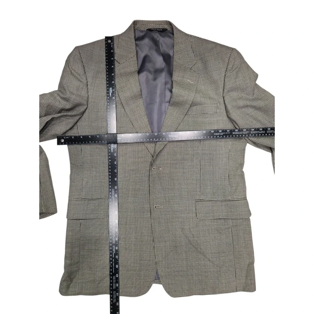 Jos A Bank Sport Coat Blazer Wool Mens‎ 44R Gray Windowpane Check Suit Jacket